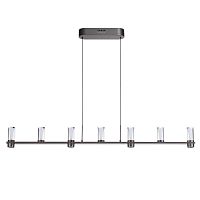 Светильник подвесной LED Defance 7143/45L Odeon Light прозрачный на 7 ламп, основание серое чёрное в стиле современный классический линейный