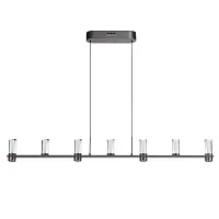 Светильник подвесной Defance 7143/45L Odeon Light прозрачный на 7 ламп, основание серое чёрное в стиле современный классический линейный