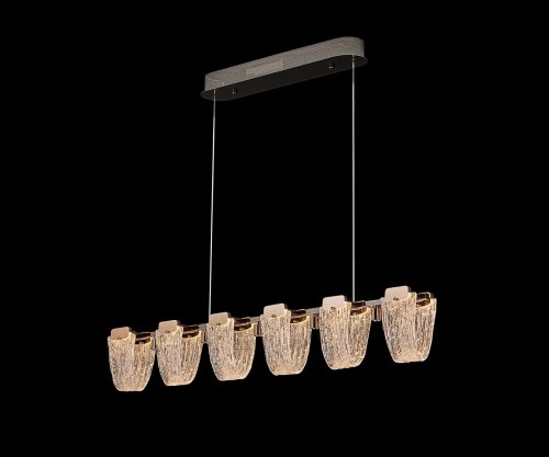 Светильник подвесной ЛЕД Иста 08065-120,36 Kink Light прозрачный на 6 ламп, основание латунь в стиле современный классический линейный