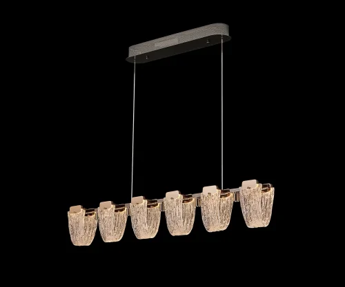 Светильник подвесной ЛЕД Иста 08065-120,36 Kink Light прозрачный на 6 ламп, основание латунь в стиле современный классический линейный