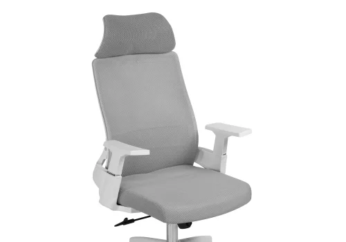Компьютерное кресло Flok gray / white 15607 Woodville, серый/сетка, ножки/пластик/белый, размеры - *1240***620*660 фото 6