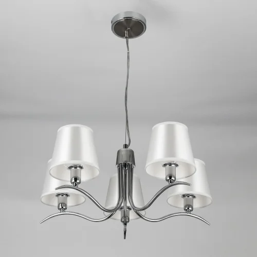 Люстра подвесная Эмма CL439151 Citilux белая на 5 ламп, основание хром в стиле классический  фото 3