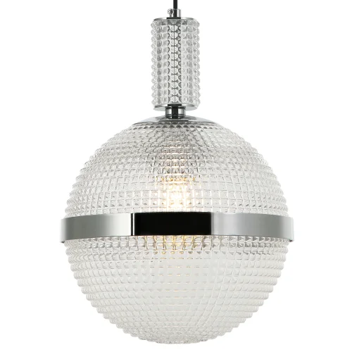 Светильник подвесной Rope 2092/00/01P Stilfort прозрачный серый 1 лампа, основание хром в стиле современный шар фото 2