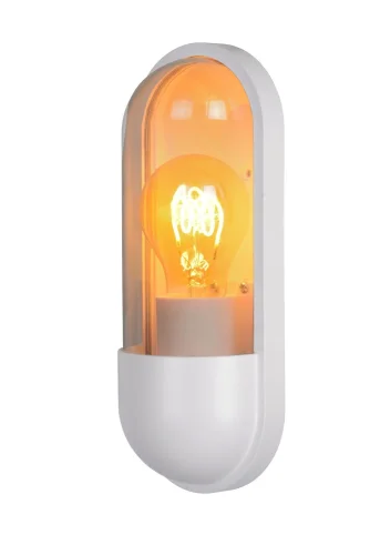 Настенный светильник уличный Capsule 29897/01/31 Lucide уличный IP65 белый на 1 лампу, плафон прозрачный в стиле классический E27