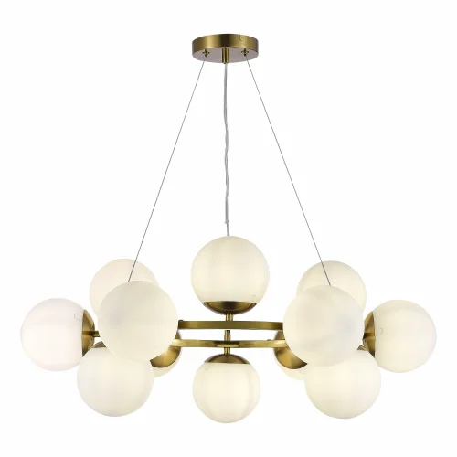 Люстра подвесная Fratta SLE1191-203-12 Evoluce белая на 12 ламп, основание золотое в стиле современный шар