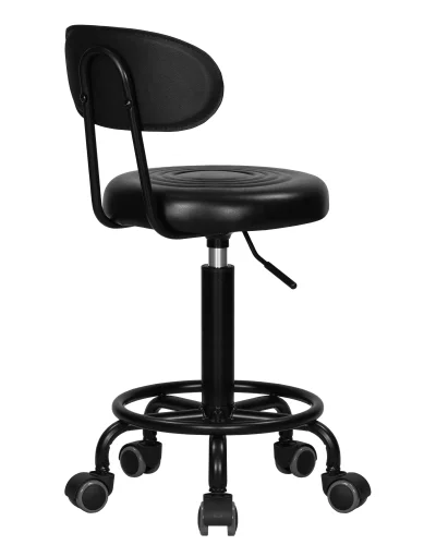 Табурет мастера DOBRIN BILLY BLACK (черный) цвет сиденья черный. цвет основания черный Dobrin, чёрный/экокожа, ножки/металл/, размеры - 690*850**** фото 4