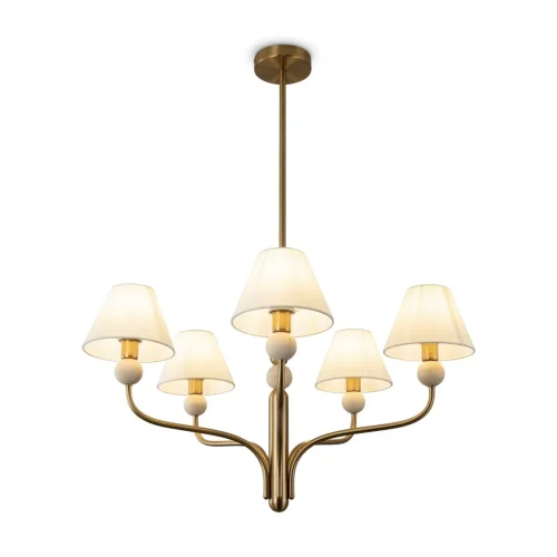 Люстра на штанге Aurelia FR2058PL-05BS Freya белая на 5 ламп, основание латунь в стиле классический американский кантри фото 5 Люстра на штанге Aurelia FR2058PL-05BS Freya белая на 5 ламп, основание латунь в стиле классический американский кантри фото 5