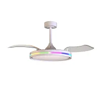 Люстра c вентилятором LED Rafaga 8727 Mantra белая на 1 лампу, основание белое в стиле современный с пультом