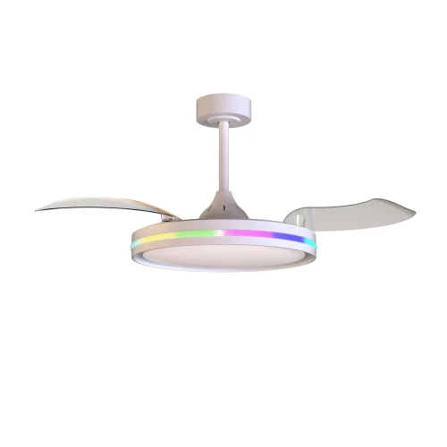 Люстра c вентилятором LED Rafaga 8727 Mantra белая на 1 лампу, основание белое в стиле современный с пультом