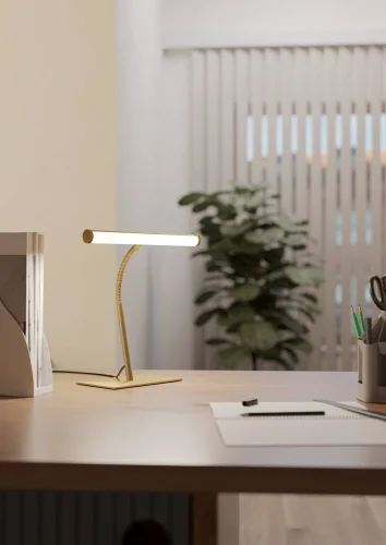 Настольная лампа LED Riccione 901983 Eglo белая на 1 лампу, основание латунь металл в стиле современный фото 2 Настольная лампа LED Riccione 901983 Eglo белая на 1 лампу, основание латунь металл в стиле современный фото 2