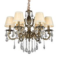 Люстра подвесная Catanzaro OML-30813-06 Omnilux бежевая на 6 ламп, основание бронзовое в стиле классический Люстра подвесная Catanzaro OML-30813-06 Omnilux бежевая на 6 ламп, основание бронзовое в стиле классический