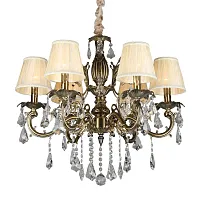 Люстра подвесная Catanzaro OML-30813-06 Omnilux бежевая на 6 ламп, основание бронзовое в стиле классический 
