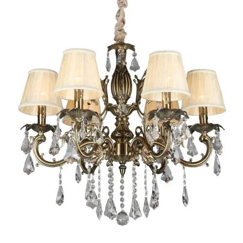 Люстра подвесная Catanzaro OML-30813-06 Omnilux бежевая на 6 ламп, основание бронзовое в стиле классический 