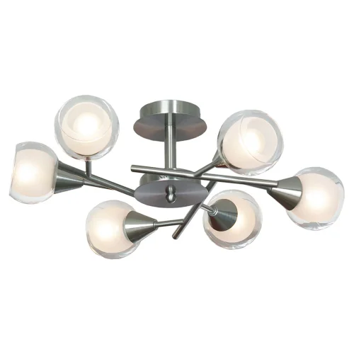 Люстра потолочная Chuichu LSP-0141 Lussole белая прозрачная на 6 ламп, основание матовое никель в стиле современный шар