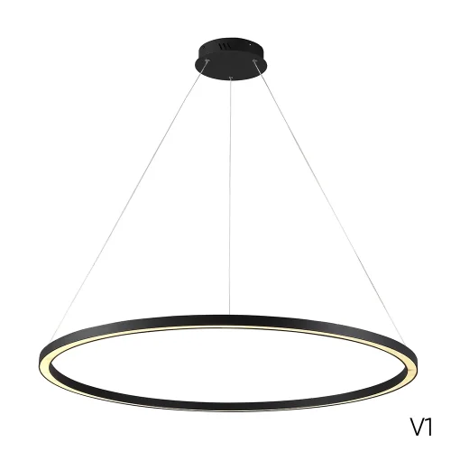 Люстра подвесная LED с пультом FORTUNA SP88W LED BLACK Crystal Lux чёрная на 1 лампа, основание чёрное в стиле современный кольца с пультом фото 3