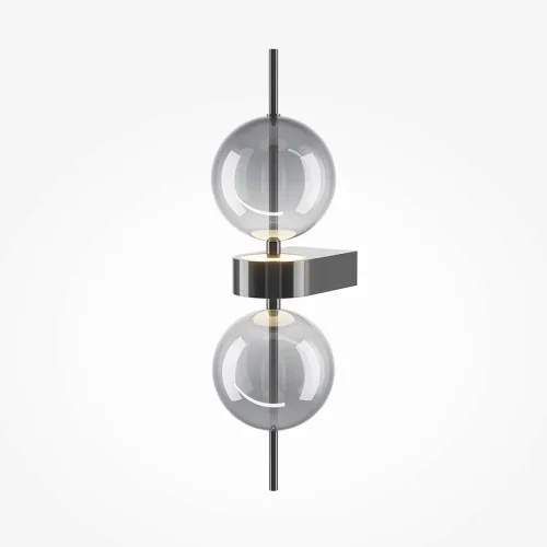 Бра LED Double MOD478WL-L8B3K Maytoni дымчатый на 1 лампу, основание чёрное в стиле современный шар