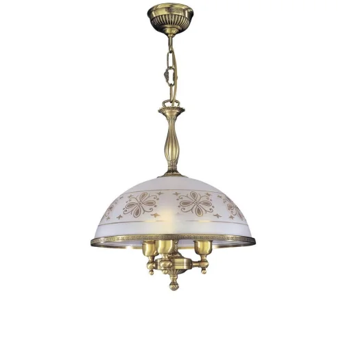 Люстра подвесная  L 6002/38 Reccagni Angelo белая прозрачная на 3 лампы, основание античное бронза в стиле классический 