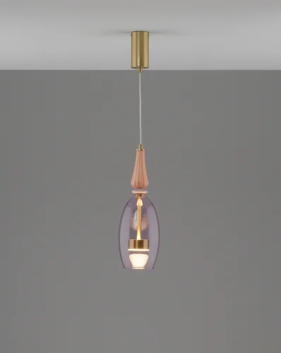 Светильник подвесной LED Corals V11155-PL Moderli розовый на 1 лампу, основание золотое в стиле современный фото 3