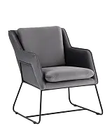 Кресло Роланд в стиле лофт велюр серый УТ000035867 Stool Group, серый/велюр, ножки/металл/чёрный, размеры - ****700*840мм