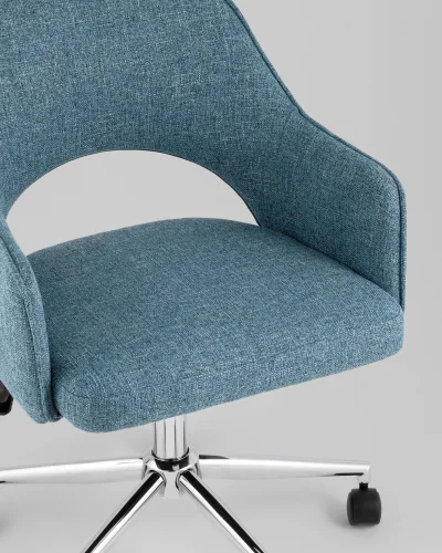 Кресло офисное Кларк, рогожка, синий УТ000039441 Stool Group, синий/рогожка, ножки/металл/хром, размеры - *880***540*590 фото 7