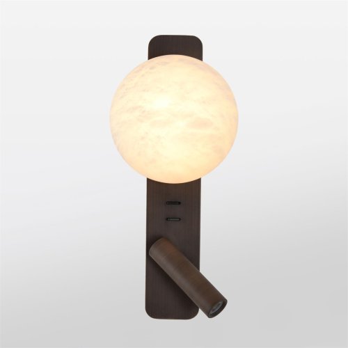 Бра с выключателем LED Albergo 7163/9WL Odeon Light белый на 2 лампы, основание коричневое в стиле хай-тек для чтения фото 3