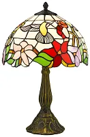Настольная лампа Тиффани 887-804-01 Velante разноцветная 1 лампа, основание бронзовое коричневое металл в стиле тиффани цветы
