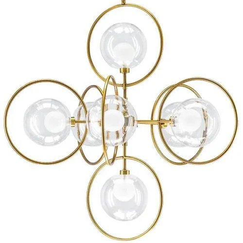 Люстра подвесная Alfa 745073 Lightstar золотая прозрачная на 7 ламп, основание золотое в стиле современный шар фото 4