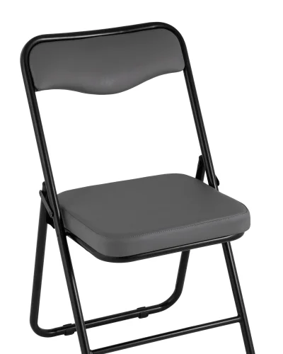 Складной стул Джонни экокожа серый каркас черный матовый УТ000035362 Stool Group, чёрный/экокожа, ножки/металл/чёрный, размеры - ****450*495 фото 2