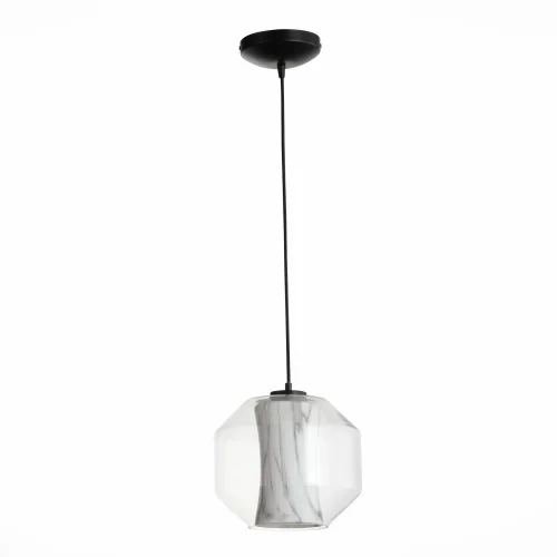 Светильник подвесной Marmo SL1169.113.01 ST-Luce прозрачный белый 1 лампа, основание чёрное в стиле современный  фото 2