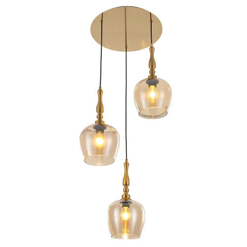 Светильник подвесной Nort CL475012 Citilux янтарный на 3 лампы, основание бронзовое в стиле современный классический каскад фото 2