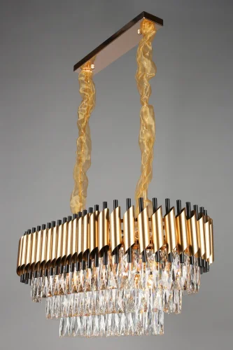 Люстра подвесная хрустальная Fontevivo OML-81903-13 Omnilux прозрачная на 13 ламп, основание матовое золото в стиле классический  фото 2