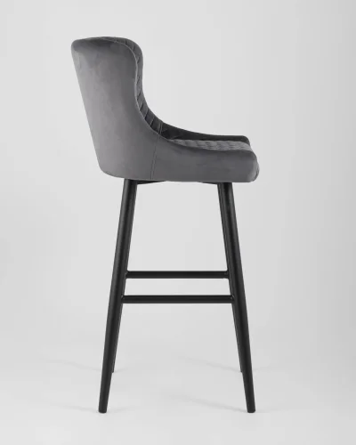 Стул барный Ститч, вельвет серый УТ000001371 Stool Group, серый/вельвет, ножки/металл/чёрный, размеры - ***** фото 3