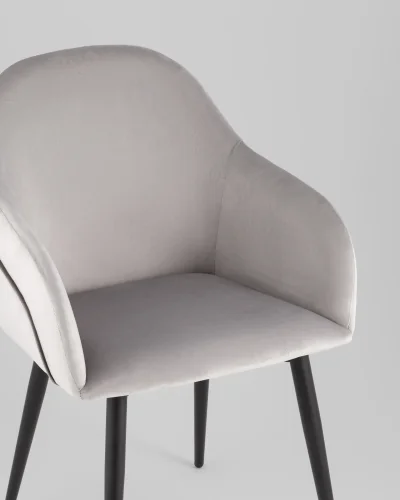 Стул Новел New велюр светло-серый УТ000040036 Stool Group, серый/велюр, ножки/металл/чёрный, размеры - *805**** фото 7