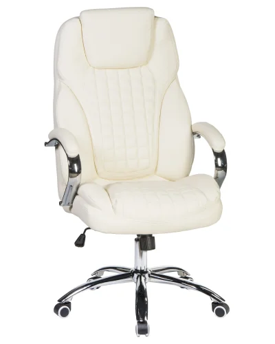 Офисное кресло для руководителей 114B-LMR CHESTER, цвет кремовый Dobrin, кремовый/экокожа, ножки/металл/хром, размеры - 1180*1250***680*730