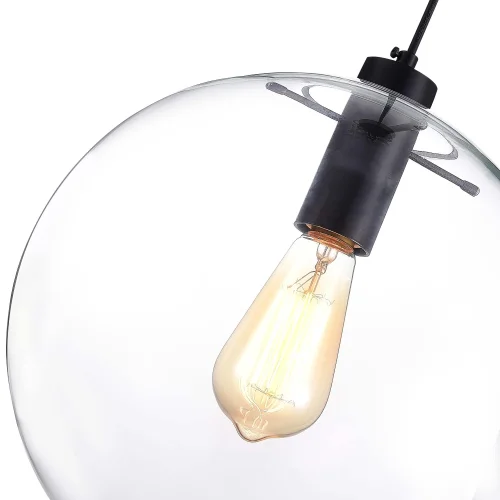 Светильник подвесной Noor SL1056.423.01 ST-Luce прозрачный 1 лампа, основание чёрное в стиле современный шар фото 2
