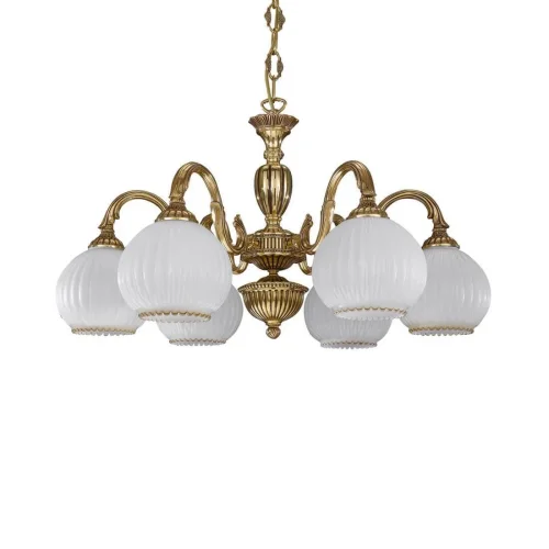Люстра подвесная  L 9300/6 Reccagni Angelo белая на 6 ламп, основание золотое в стиле классический  фото 3