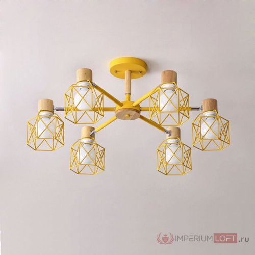 Люстра потолочная CORF B3 Yellow 3 lamps 189494-26 ImperiumLoft жёлтая на 3 лампы, основание жёлтое в стиле современный скандинавский  фото 2