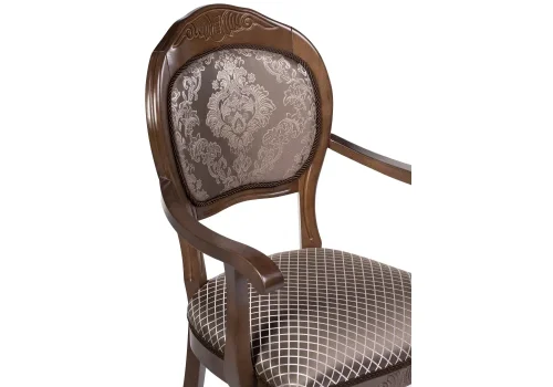 Деревянный стул Лауро орех / шоколад 450647 Woodville, коричневый/ткань, ножки/массив бука/орех, размеры - ****570*600 фото 5