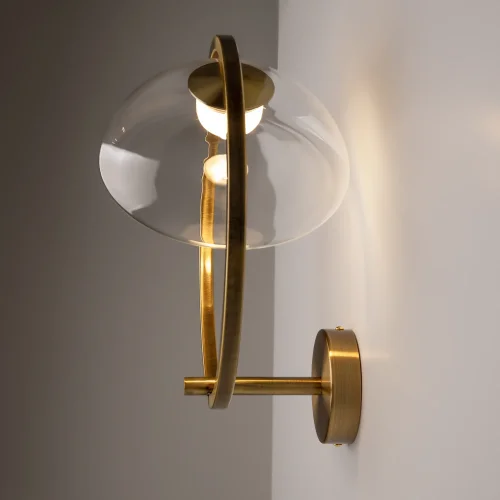 Бра LED Lunare MOD327WL-L5BS3K Maytoni прозрачный на 1 лампу, основание латунь в стиле современный арт-деко кольца фото 8