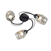 Люстра потолочная V4927-1/3PL Vitaluce янтарная на 3 лампы, основание чёрное в стиле современный 