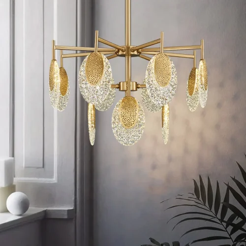 Люстра потолочная CERES CH 219411-23 ImperiumLoft прозрачная на 12 ламп, основание латунь в стиле современный фото 4 Люстра потолочная CERES CH 219411-23 ImperiumLoft прозрачная на 12 ламп, основание латунь в стиле современный фото 4