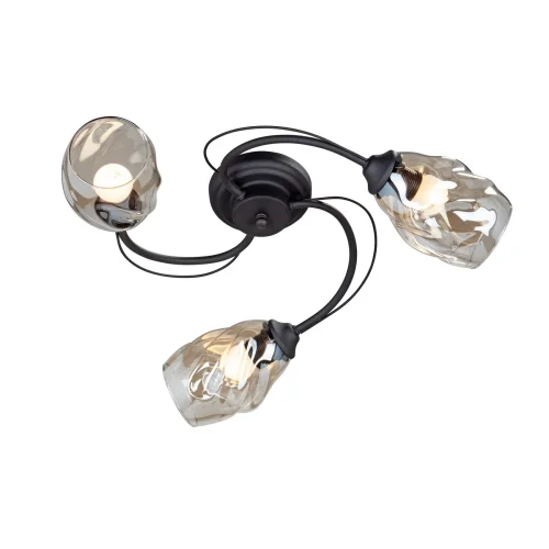 Люстра потолочная V4927-1/3PL Vitaluce янтарная на 3 лампы, основание чёрное в стиле современный 