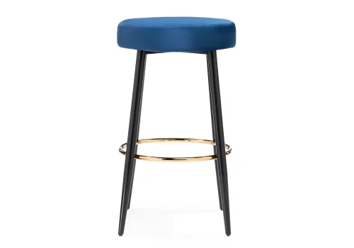 Барный стул dark blue 15066 Woodville, синий/велюр, ножки/металл/чёрный, размеры - ****420*420 фото 2