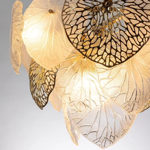Люстра подвесная Kapri A4078LM-6GO Arte Lamp прозрачная на 6 ламп, основание золотое в стиле современный флористика  фото 3