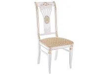 Деревянный стул Roy W/З молочный с патиной 438340 Woodville, бежевый/ткань, ножки/массив бука дерево/белый, размеры - ****490*530
