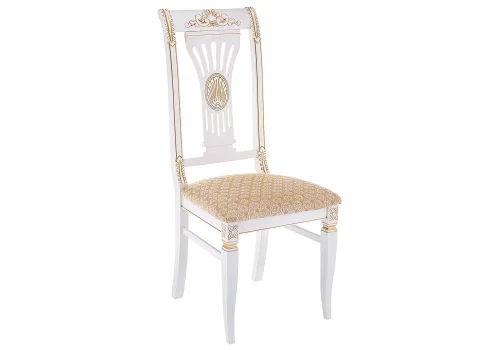 Деревянный стул Roy W/З молочный с патиной 438340 Woodville, бежевый/ткань, ножки/массив бука/белый, размеры - ****490*530