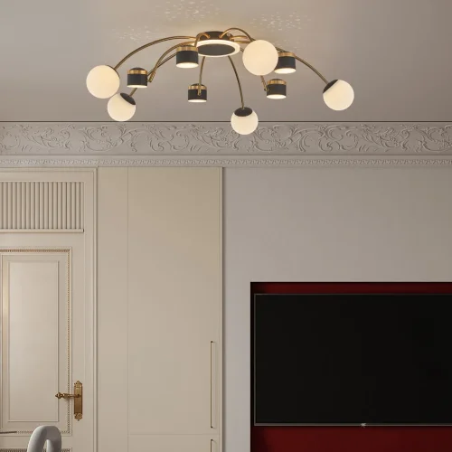 Люстра потолочная LED Ferrara-71040 272040/10 BK/GD Arte Milano белая на 1 лампу, основание чёрное в стиле современный хай-тек фото 12