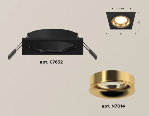 Светильник точечный XC7632005 Ambrella light золотой чёрный 1 лампа, основание чёрное в стиле хай-тек современный  фото 2