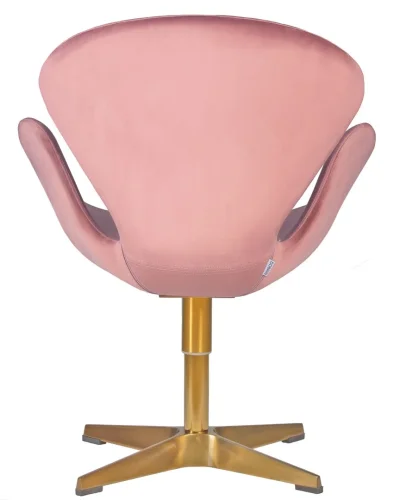 Кресло дизайнерское 69A-LMO SWAN, цвет сиденья розовый велюр BLUVEL52, цвет основания золотой Dobrin, розовый/велюр, ножки/металл/золотой, размеры - ****710*600 фото 5