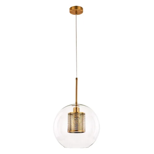 Светильник подвесной Manchester A7630SP-1AB Arte Lamp прозрачный на 1 лампу, основание античное бронза в стиле современный шар